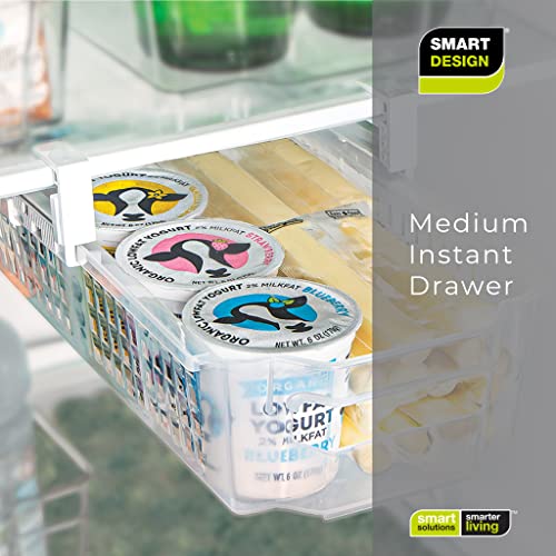 Smart Design Adjustable Pull Out Refrigerator Drawer – Medium – Extendable Rails and Handle – BPA Free Plastic – Holds 15 lbs – Fridge Bin, Freezer Container, Food Shelf Organizer – Kitchen – Clear | The Storepaperoomates Retail Market - Fast Affordable Shopping