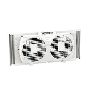 Comfort Zone CZ319WT 9″ Twin Window Fan with Reversible Airflow Control, Auto-Locking Expanders and 2-Speed Fan Switch, White