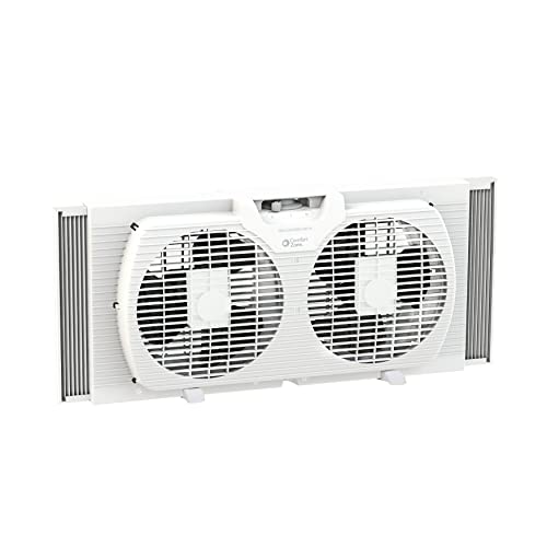 Comfort Zone CZ319WT 9″ Twin Window Fan with Reversible Airflow Control, Auto-Locking Expanders and 2-Speed Fan Switch, White | The Storepaperoomates Retail Market - Fast Affordable Shopping