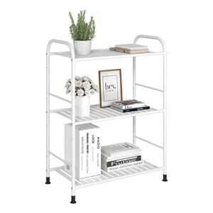 JSB 3-Tier Adjustable Shelving Unit, Heavy Duty Storage Rack Organizer Metal Corner Shelf for Kitchen Living Room Laundry Pantry Bathroom (White, 3 Tier)…