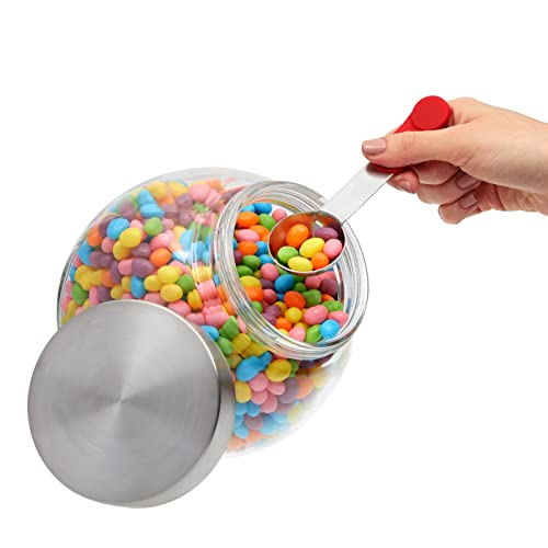 Glass Candy Dispenser with Scoop, Stainless Steel Magnetic Lid, Large Cookie Jar Container for Dry Goods, Food Storage (58 oz) | The Storepaperoomates Retail Market - Fast Affordable Shopping