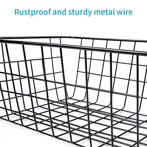 5PCS Wire Storage Baskets, Premium Metal Storage Organizer Basket, Small Size Metal Baskets for Home Office Kitchen, Black | The Storepaperoomates Retail Market - Fast Affordable Shopping