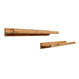 del Hutson Designs 36 Inch Rustic Luxe Farmhouse Solid Natural Pine Wood Wall Mount Display Picture Ledge Floating Shelf Pair, Walnut (Set of 2)