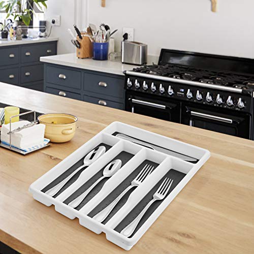 HaWare Silverware Tray for Drawer with Five Sections, Flatware Organizer/Cutlery Holder with Soft Grip Lining and Non-slip Rubber Feet, Multi-Purpose Storage for Kitchen, Office, Bathroom Supplies | The Storepaperoomates Retail Market - Fast Affordable Shopping