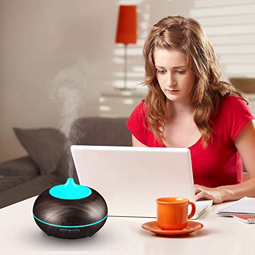 Essential Oils Aromatherapy Diffuser, 300ml Waterless Auto Off Wood Grain Ultrasonic Aroma Cool Mist Humidifier with 7 Colors LED Lights for Baby Office Home Living Room Work Yoga Spa (24B) | The Storepaperoomates Retail Market - Fast Affordable Shopping