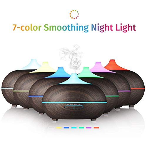 Essential Oils Aromatherapy Diffuser, 300ml Waterless Auto Off Wood Grain Ultrasonic Aroma Cool Mist Humidifier with 7 Colors LED Lights for Baby Office Home Living Room Work Yoga Spa (24B) | The Storepaperoomates Retail Market - Fast Affordable Shopping