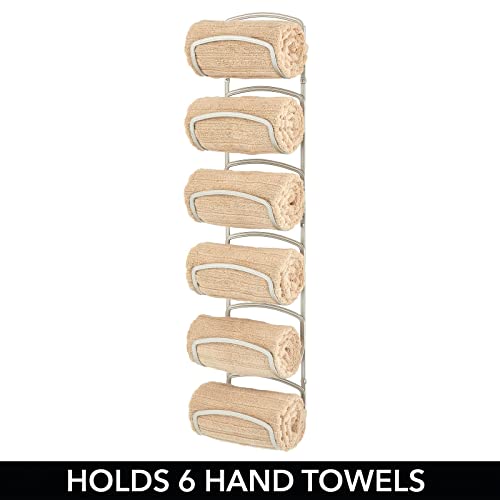 mDesign Steel Wall Mount Towel Storage Rack for Bathroom, Kitchen, Utility Room – Holds Hand Towels, Towels, Robes – Easy to Install, Six Levels – Hyde Collection – Satin | The Storepaperoomates Retail Market - Fast Affordable Shopping