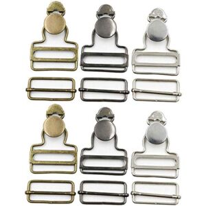6 Sets Overall Buckles Metal Suspender Replacement Buckles with Rectangle Buckle Slider and No-Sew Buttons for Overalls Bib Pants Trousers Jeans (38 MM)