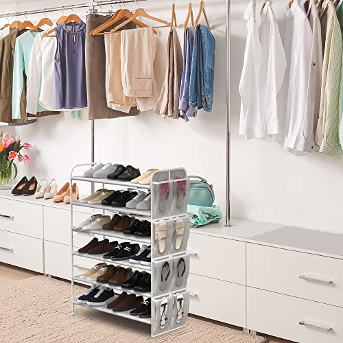 Simple Houseware 6-Tier Shoe Rack Storage Organizer w/ Side Hanging Bag, Grey | The Storepaperoomates Retail Market - Fast Affordable Shopping