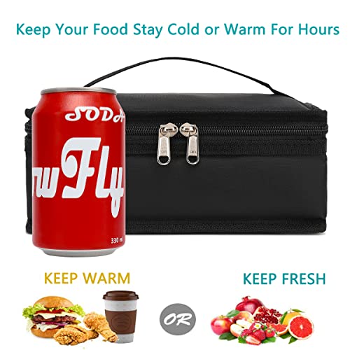 FlowFly Small Insulated Lunch box Portable Soft Bag Mini Cooler Thermal Meal Tote Kit with Handle for Work & School, Black | The Storepaperoomates Retail Market - Fast Affordable Shopping