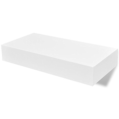 Festnight Floating Wall Display Shelves Book DVD Storage with a Drawer for Living Room, White | The Storepaperoomates Retail Market - Fast Affordable Shopping
