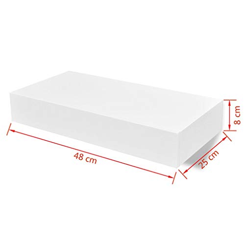 Festnight Floating Wall Display Shelves Book DVD Storage with a Drawer for Living Room, White | The Storepaperoomates Retail Market - Fast Affordable Shopping