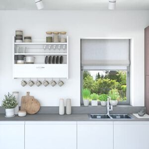 Ada Home Decor Knott Modern White Kitchen Shelf 26” H x 33.5” W x 6” D / Wall Storage / Shelving Unit