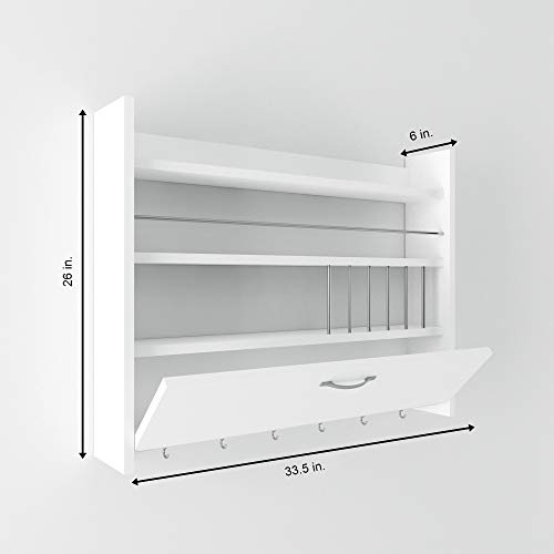 Ada Home Decor Knott Modern White Kitchen Shelf 26” H x 33.5” W x 6” D / Wall Storage / Shelving Unit | The Storepaperoomates Retail Market - Fast Affordable Shopping