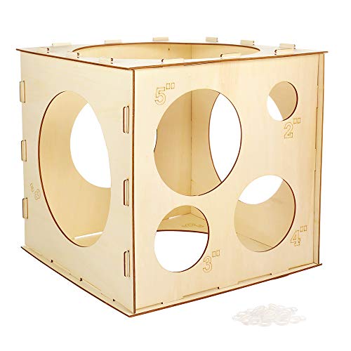 Auihiay 2-10 Inch Collapsible Wood Balloon Sizer Box Cube, Balloon Size Measurement Tool for Balloon Decorations, Balloon Arches, Balloon Columns (9 Holes) | The Storepaperoomates Retail Market - Fast Affordable Shopping