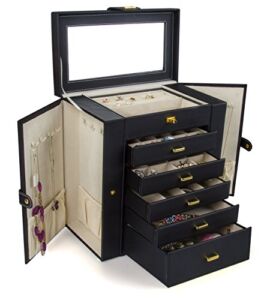 Kendal Huge Leather Jewelry Box / Case / Storage LJC-SHD5BK (black)