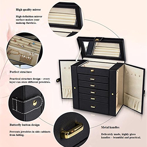 Kendal Huge Leather Jewelry Box / Case / Storage LJC-SHD5BK (black) | The Storepaperoomates Retail Market - Fast Affordable Shopping