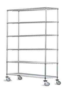 Omega 24″ Deep x 36″ Wide x 80″ High 6 Tier Chrome Wire Shelf Truck with 1200 lb Capacity