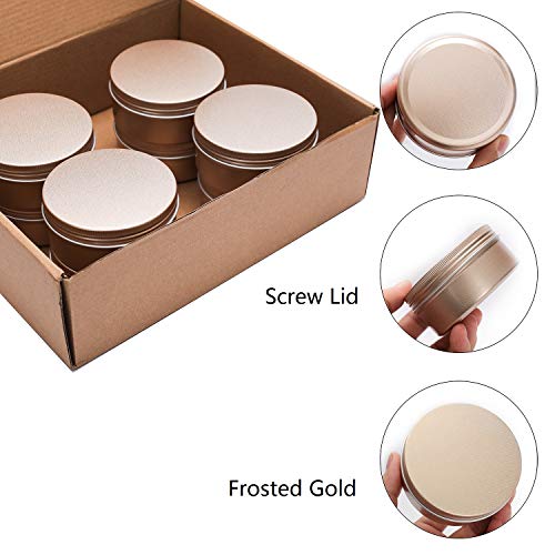 LIYAR 6 Oz Aluminum Metal Tin 18 Pack Can Tins Empty Screw Top Spice Tins Aluminum Containers with Lids(Frosted Gold) | The Storepaperoomates Retail Market - Fast Affordable Shopping