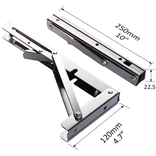 Folding Shelf Brackets – Heavy Duty Stainless Steel Collapsible Shelf Bracket for Bench Table, Space Saving DIY Bracket, Max Load: 550lb （Long：10” ，2 PCS） | The Storepaperoomates Retail Market - Fast Affordable Shopping