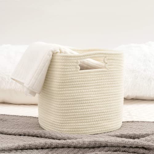UBBCARE Cube Storage Bins Organizer Set of 3 Collapsible Cotton Rope Storage Baskets Decorative Woven Basket with Handles 11 x 10.5 x 10.5 Inch Beige | The Storepaperoomates Retail Market - Fast Affordable Shopping