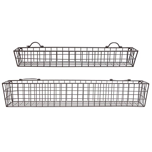 MyGift®, Set of 2 Brown Country Rustic Wall Mounted Openwork Metal Wire Storage Basket Shelves/Display Racks | The Storepaperoomates Retail Market - Fast Affordable Shopping