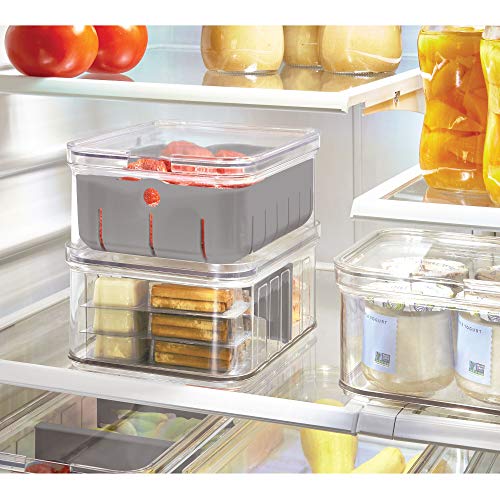 iDesign Crisp Plastic Refrigerator and Pantry Modular Bin with Removable Inner Basket Perfect for Washing Berries, Fruit, Vegetables, BPA Free, 8.32″ x 6.32″ x 3.88″, Clear/Gray | The Storepaperoomates Retail Market - Fast Affordable Shopping