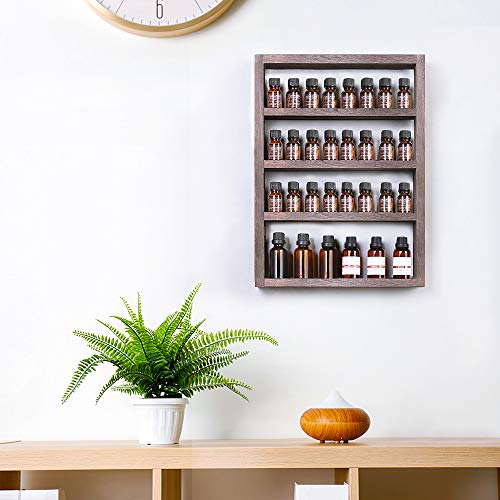 LIANTRAL Essential Oil Storage, Wall Mounted Wooden Display Shelf Rack for Essential Oils & Nail Polish, Essential Oil Wall Shelf, Espresso | The Storepaperoomates Retail Market - Fast Affordable Shopping