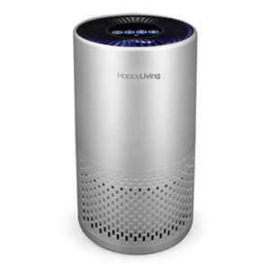 Happy Living H13 HEPA Air Purifiers for Home, 4-Stage Filtration Bedroom Air Cleaner 360-Degree for Smokers, Odors, Allergens, Pets, Pollen, Dust, Sleep Mode, 240 sq ft…