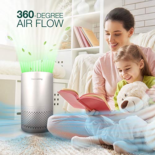 Happy Living H13 HEPA Air Purifiers for Home, 4-Stage Filtration Bedroom Air Cleaner 360-Degree for Smokers, Odors, Allergens, Pets, Pollen, Dust, Sleep Mode, 240 sq ft… | The Storepaperoomates Retail Market - Fast Affordable Shopping