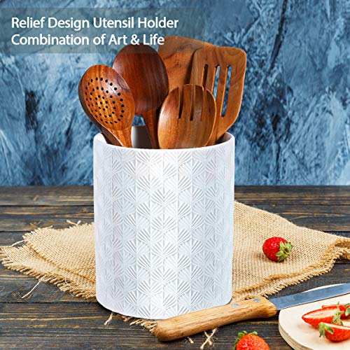 Kitchen Utensil Holder, Ceramic Utensil Crock Large Utensils Holder for Countertop, White | The Storepaperoomates Retail Market - Fast Affordable Shopping
