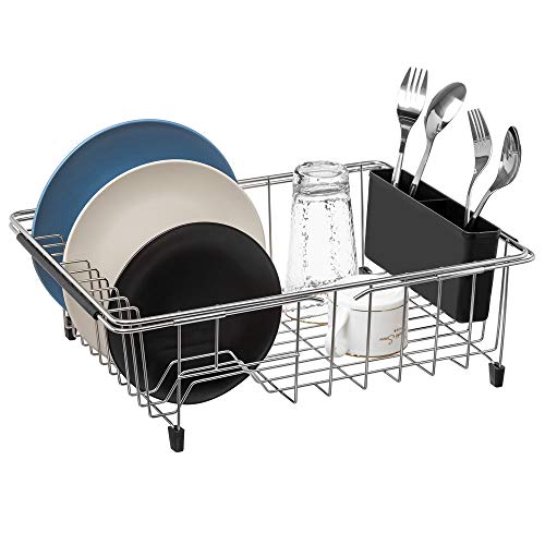 SANNO Dish Drying Rack, Sink Dish Rack Expandable Dish Drainer with Removable Silverware Holder,Deep Large Dish Rack in Sink On Counter,Dish Drainers Stainless Steel | The Storepaperoomates Retail Market - Fast Affordable Shopping