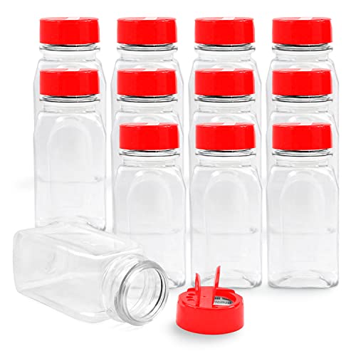RoyalHouse – 12 PACK – 9.5 Oz with Red Cap – Plastic Jars Bottles Containers – Perfect for Storing Spice, Herbs and Powders – Lined Cap – Safe Plastic – PET – BPA free – Made in the USA | The Storepaperoomates Retail Market - Fast Affordable Shopping