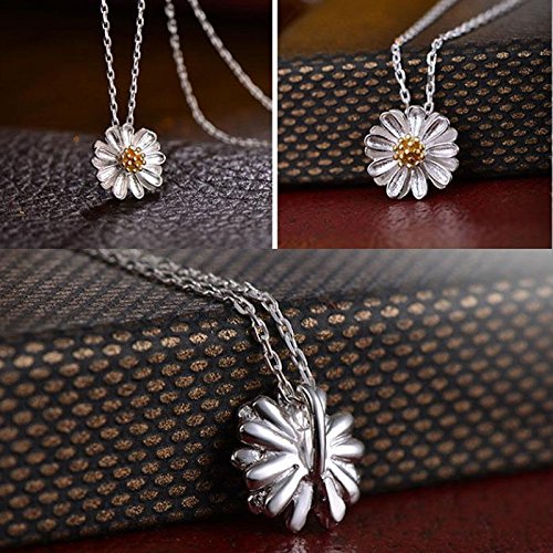 Phonphisai shop 925 Silver Plated Flower Necklace Cute Clavicle Chain Daisy Charms Pendant Hot t | The Storepaperoomates Retail Market - Fast Affordable Shopping