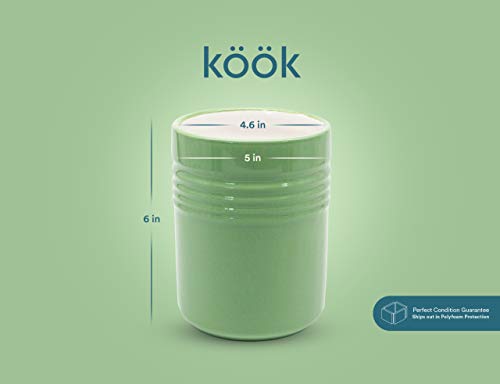 Kook Ceramic Utensil Crock for Kitchen Counter, Utensil Holder, Heavy & Stable Caddy, Countertop Organizer, For Spoons, Spatulas, 5.3”, Dishwasher Safe (Mint) | The Storepaperoomates Retail Market - Fast Affordable Shopping