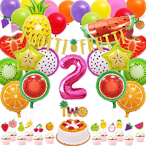 71 Packs Tutti Frutti Party Decorations Set Twotti Frutti Glitter Banner/Cake Topper Fruit Cupcake Toppers Mylar Balloons for Twotti Fruity Second Birthday Party | The Storepaperoomates Retail Market - Fast Affordable Shopping