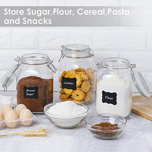CHEFSTORY 50oz Airtight Glass Jars with Lids, 3 PCS Food Storage Canister for Kitchen & Pantry Organization and Storage, Square Mason Jar Containers for Storing Sugar, Flour, Cereal,Coffee,Cookies | The Storepaperoomates Retail Market - Fast Affordable Shopping