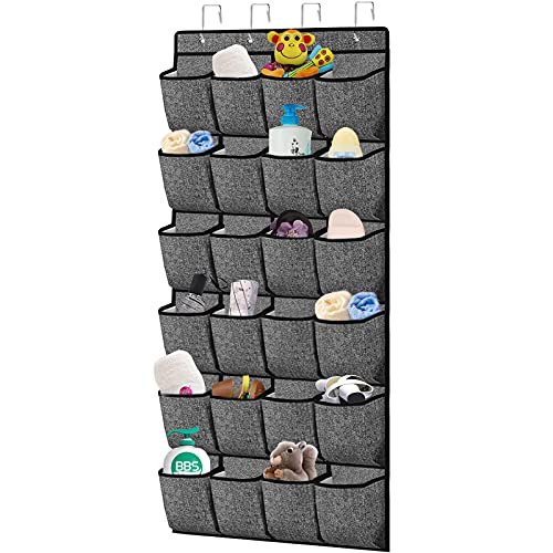 Over the Door Shoe Organizer-Hanging Storage Zapateras Shoe Rack Holder with 24 Extra Large Fabric Pockets and 4 Metal Hooks for Men Sneakers,Women High Heels,Kids,Slippers,Cruise,(Black) 61.4”x22” | The Storepaperoomates Retail Market - Fast Affordable Shopping