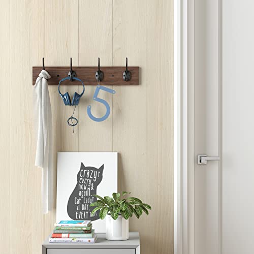 BAMEOS Wall Mounted Coat Rack, Bamboo Wall Coat Rack Hooks, Coat Hat Hanger Hooks, 4-Hook Rail for Entryway, Bathroom, Bedroom,Closet Room, Kitchen (Brown) | The Storepaperoomates Retail Market - Fast Affordable Shopping