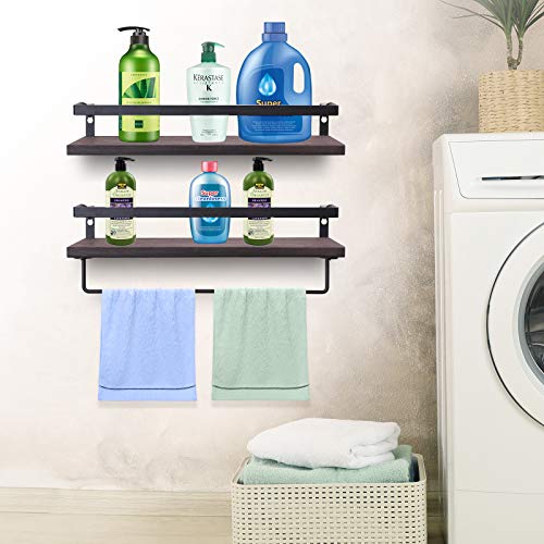 Floating Shelves Wall Mounted, 2 Pack Decorative Storage Shelves with Removable Towel Holder and 5 Extra Hooks, Storage Shelves Organizer for Kitchen, Bathroom, Living Room and Bedroom, Gift for Mom | The Storepaperoomates Retail Market - Fast Affordable Shopping