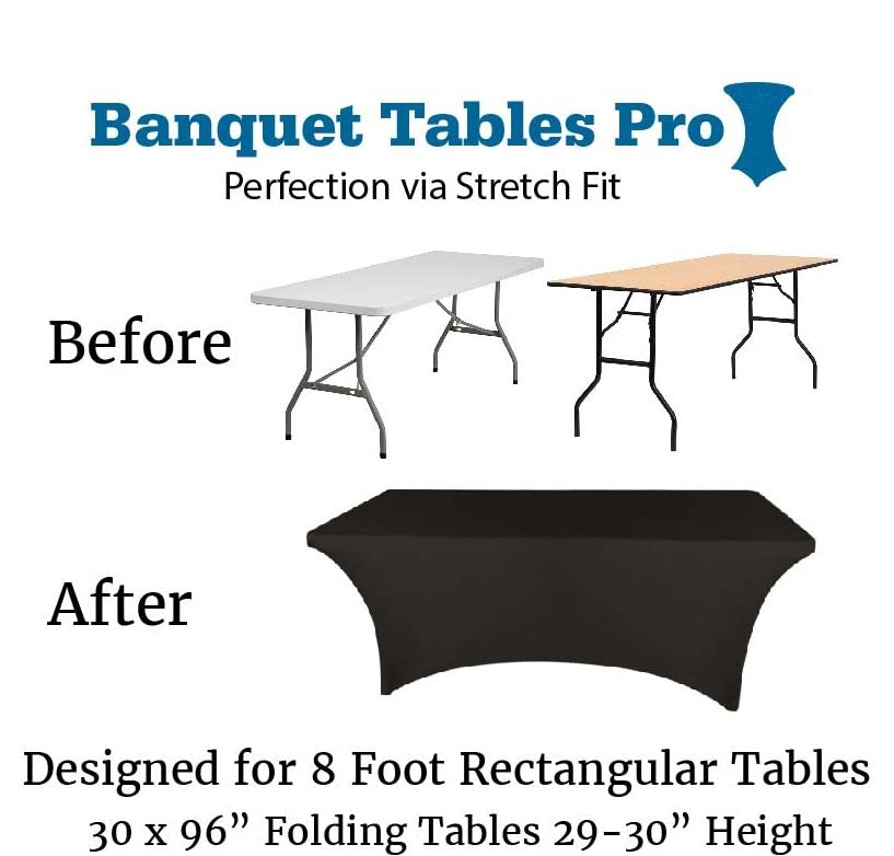 Banquet Tables Pro 8 Ft Rectangular Stretch Spandex Tablecover (Black) | The Storepaperoomates Retail Market - Fast Affordable Shopping