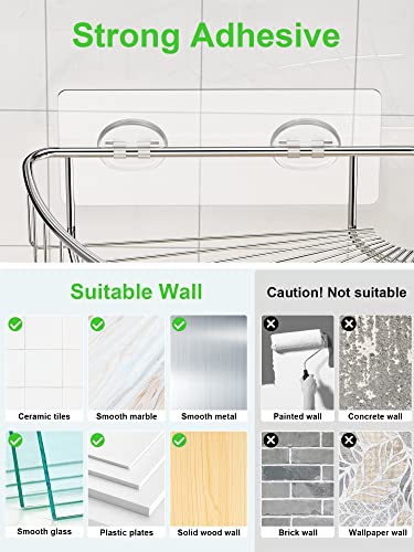 SMARTAKE 2-Pack Corner Shower Caddy, SUS304 Stainless Steel, Wall Mounted Bathroom Shelf with Adhesive, Storage Organizer for Toilet, Dorm and Kitchen (Silver) | The Storepaperoomates Retail Market - Fast Affordable Shopping