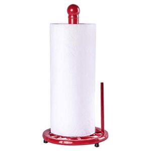 JOGREFUL Decorative Paper Towel Holder Stand, Vintage Cast Iron Roll Paper Towel Stand, Easy One-Handed Tear for Kitchen Countertop Bathroom Home Decor-Red