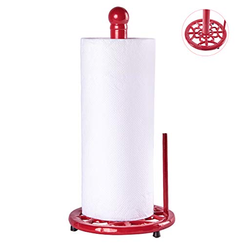 JOGREFUL Decorative Paper Towel Holder Stand, Vintage Cast Iron Roll Paper Towel Stand, Easy One-Handed Tear for Kitchen Countertop Bathroom Home Decor-Red | The Storepaperoomates Retail Market - Fast Affordable Shopping