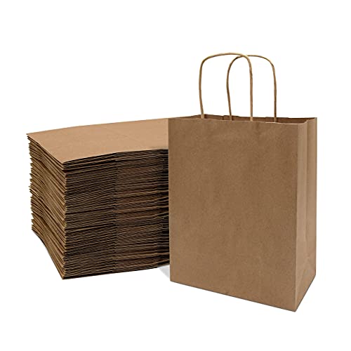 Prime Line Packaging – 8x4x10 Inch 100 Pack Kraft Paper Bags, Brown Gift Bags with Handles, Small Craft Shopping Bags in Bulk for Boutiques, Small Business, Retail Stores, Gifts & Merchandise | The Storepaperoomates Retail Market - Fast Affordable Shopping