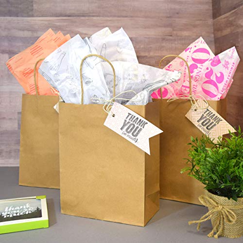 Prime Line Packaging – 8x4x10 Inch 100 Pack Kraft Paper Bags, Brown Gift Bags with Handles, Small Craft Shopping Bags in Bulk for Boutiques, Small Business, Retail Stores, Gifts & Merchandise | The Storepaperoomates Retail Market - Fast Affordable Shopping