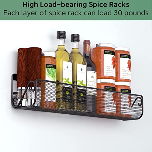 4 Pack Wall Mount Spice Rack Organizer for Cabinet Door Pantry Hanging Spice Shelf Storage,Black Spice Rack Wall Mounted | The Storepaperoomates Retail Market - Fast Affordable Shopping
