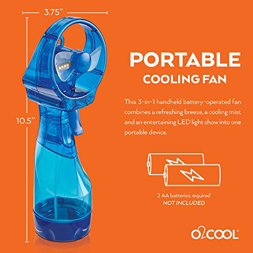 O2COOL LED Lights Deluxe Handheld Battery Powered Water Misting Fan (Raspberry) | The Storepaperoomates Retail Market - Fast Affordable Shopping
