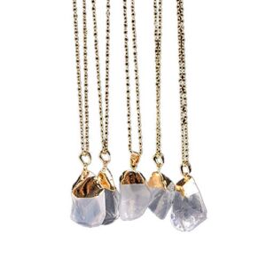 Women Necklaces,1PC Natural Stone Crystal Rock Necklace Gold Plated Quartz Pendant Necklace Jewelry By Nmch (Clear 2)