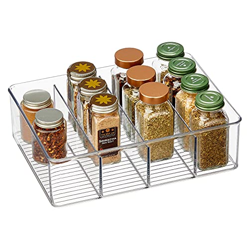 mDesign Plastic Stackable Tea Bag Storage Organizer Bin with 4 Divided Compartments – Holder for Kitchen Cabinet, Pantry, Countertop – Holds Sugar Packets, Coffee Pods, Ligne Collection, Clear | The Storepaperoomates Retail Market - Fast Affordable Shopping